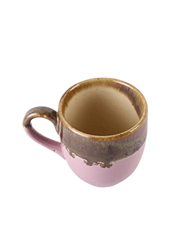 Image of Miah Decor Studio Pottery Ceramics Glazed Coffee Mugs Cum Serving Tea Cups Set, 200ml, Set of 6(Red)-Microwave & Dishwasher Safe