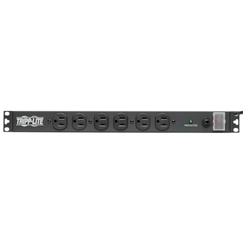 Image of Tripp Lite 14-Outlet Rack Mount Surge Protector Power Strip PDU, 15A, 120V, 3000 Joules, 15ft Cord with 5-15P Plug, 1U Horizontal Rack Mount, Lifetime Manufacturer's Warranty (DRS-1215)