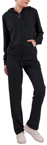 Image of LeeHanTon Womens Jogging Suits Sets Running Outfit Zipper Warm Up 2 Pieces Hoodie and Pant Tracksuit