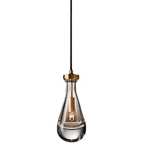 Lámpara colgante de cristal E14 regulable de latón cepillado para techo 2