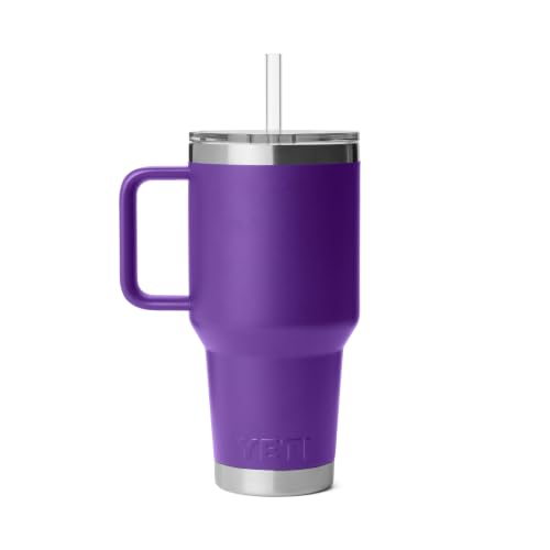 Image of YETI Rambler 35 oz Straw Mug 2.0 - Double-Wall Vacuum Insulation for Cold Beverages - Dishwasher Safe - Cupholder Compatible - Reusable Straw - Comfortable Grip Handle - Travel Mug - Pace Purple