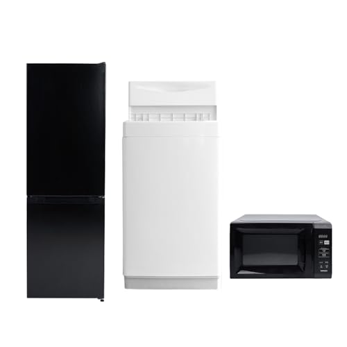 [山善] 新生活家電3点セット 一人暮らし (6kg洗濯機 157L冷蔵庫 電子レンジ) ブラック