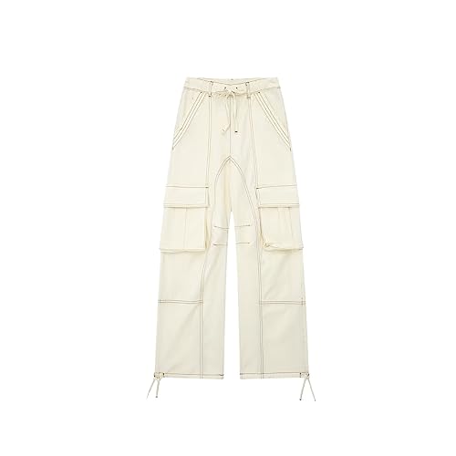 Cargo Pants Women Beige Wide Leg Pants Womens Summer High