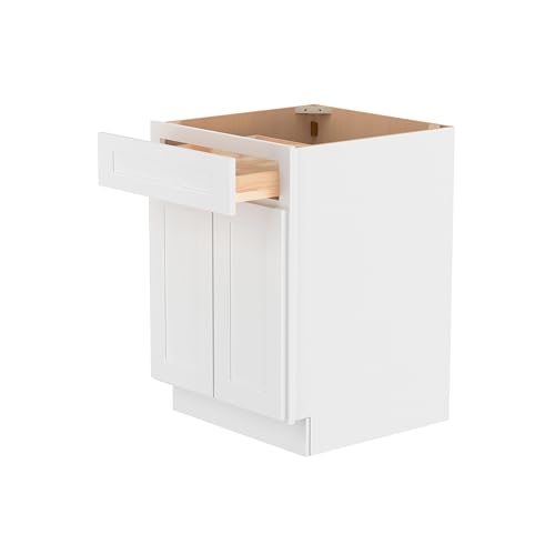 Image of Furinno Shaker Drawer Base Kitchen Cabinet with 2-Doors, Ready to Assemble, 24 D x 24 W x 34.5 H, White