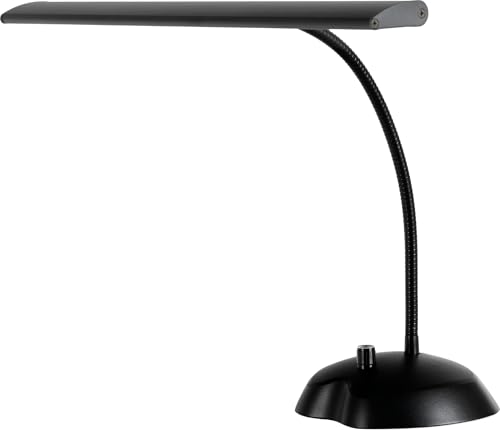 Classic Cantabile 12220 Dimmbare Pianoleuchte Weiß - 36 helle LEDs - 38 cm langer Schwanenhals - Integrierter USB-Ladeanschluss für Smartphone oder Tablet - Schwarz