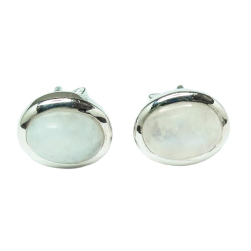 Boucles d'oreilles rondes pierre de lune et argent 925 LKSTD_0656