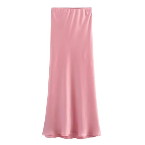 Satin Skirt Women's Clothing Long Skirt High Waist Satin-Like Silk Sensation