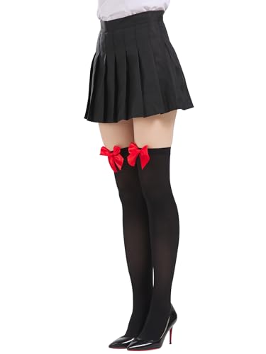 Image of SOUTHRO Thigh High Stockings & Fishnet Tights with Bow, Cute Kawaii Socks | Soft Nylon, Velvet & Satin Bow Styles; Thigh High, Knee High or Footed Tights; for Coquette, Halloween, Cosplay & Date