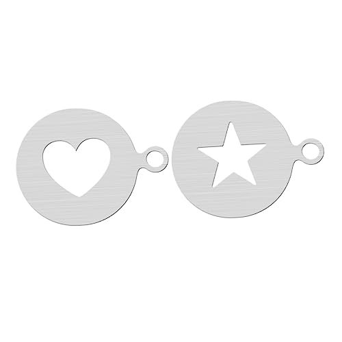 OKUMEYR Coffee Latte Art Molds Heart Star Stencils Stainless Steel Reusable Powdered Sugar Sieve for Baking