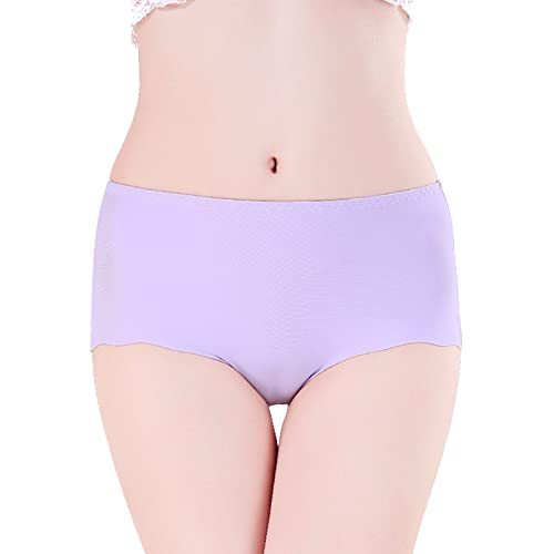 Cocila Bragas Sin Costuras Mujer Cintura Alta Braguitas Ropa Interior Invisibles De Seda Helada para Mujer, Cómodas Costuras, Talla Grande (Light Blue, XXXL) Rojas Fin Año Algodón Tanga
