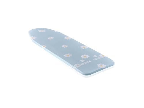 Leifheit Bügeltischbezug Cotton Classic S/M, Bügelbrettbezug mit Fläche bis 125 x 40 cm, florales Design, Schaumstoffpolsterung, geeignet für Dampfstationen, Öko-Tex, Spannclip zum Nachspannen