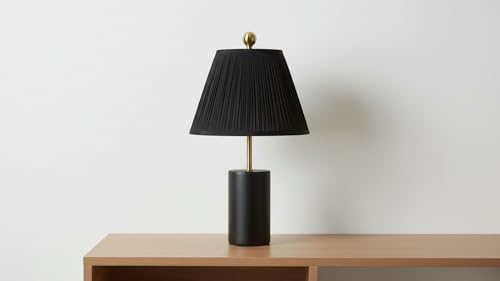 Image of Aspen Creative 33054, Hardback Empire Transitional Spider Lamp Shade, Mushroom Pleated Black, 7 inch Top x 13 inch Bottom x 10 inch Slant