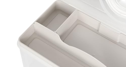Image of livinbox 9 inch Portable Plastic Toolbox with Handle & Removable Tray, First Aid Carrying Case and Storage Organizer for Art, Craft & Sewing Supplies, Transparent Beige, TB-300-BB