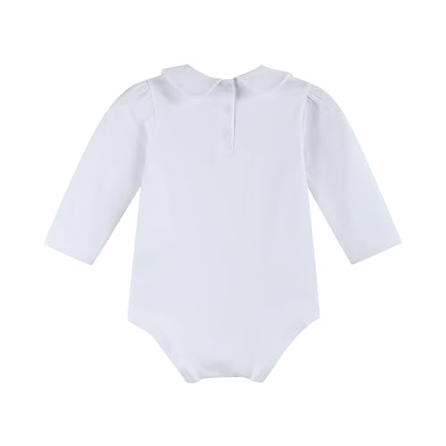 White Collared Unisex Long Sleeve Bodysuit Romper2