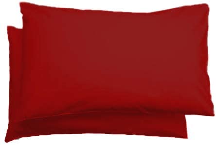 Set of 4 poly Cotton pillowcases-Housewife Plain Dyed Polycotton pillowcases-Easy Iron Poly Cotton Standard Pillow Covers-Standard Size 50 x 75 Cm Envelope Closure Soft Pillowcases (Red)