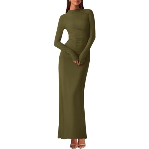 Robe longue manches longues et coupe wrap moulante pour soirée chic