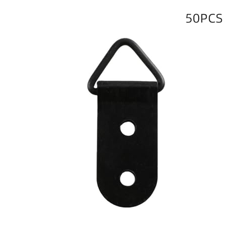 Image of dophee 50Pcs Triangle D-Ring Picture Frame Hangers with Screws for Hanging Display Paintings Clock Artwork Picture Frame Hook Photos Home Decoration 1.54 inchx0.71 inch - Black