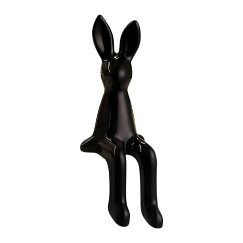 NonMiFyR Escultura Decorativa, Creativa, Estatua Moderna Decorativa de Un Conejo Sentado, Figura para El Hogar, Dormitorio, Mesa, Oficina, Regalos, Negro, Individual
