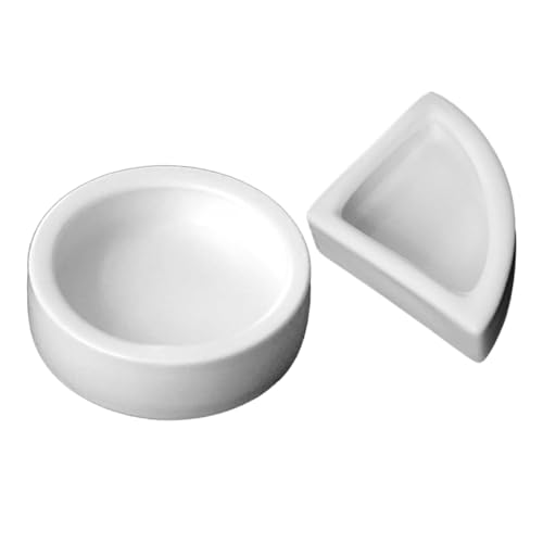 ASAKKURA 2個 爬虫類用セラミック防逃逸食盆 中 ホワイト 滑り止め機能付き 水 餌兼用ボウル トカゲ ヤモリ カメレオン対応