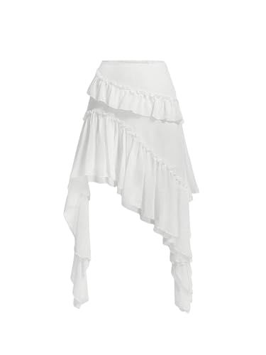 Floerns Women's Plus Size Y2k Skirt High Waist Asymmetrical Irregular Hem Long Skirt