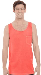 Image of Comfort Colors Men's Adult Pocket Tank Top, Style 9330 (X-Large, Neon Red Orange)