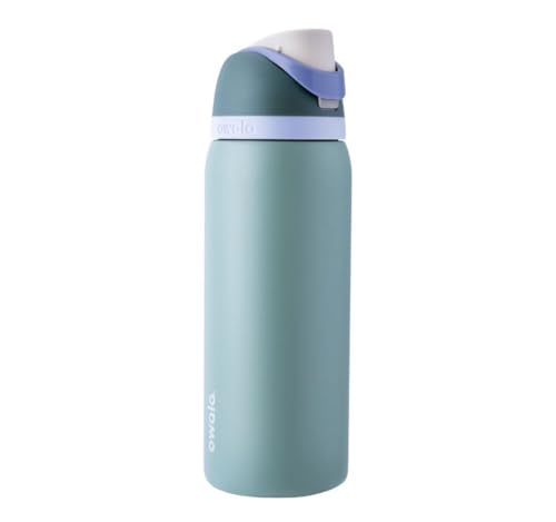 Owala FreeSip Stainless Steel Water Bottle, Misty Meadows, 32 oz, with Built-In Straw