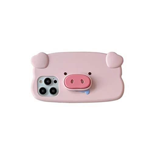 Lma Cute Pink Pig Phone Case 13/14 With Stand Holder Drooling Pigs Case For Women Girls Shockproof Soft Silicone Case Cover For Iphone Case 13/14 #TOP7