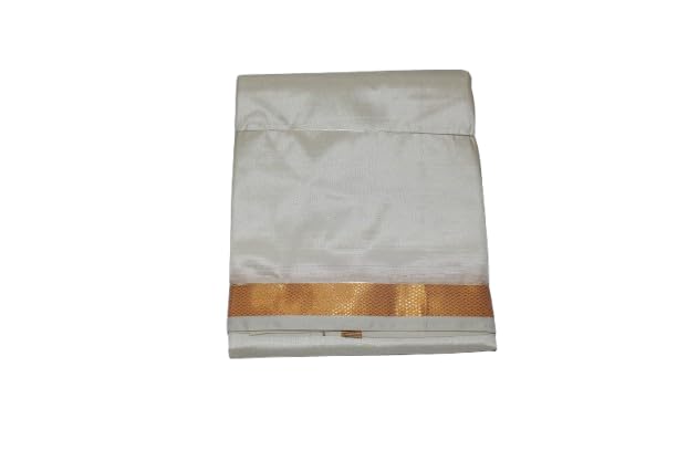 Asha 50k Jari Dhoties (Veshti/Mundu) | Luxurious Mixed Silk Blend | 9x5 Size | Rich Golden Jari Border | Perfect Ethnic Wear for Weddings & Special Occasions | Pack of 1-picture-37