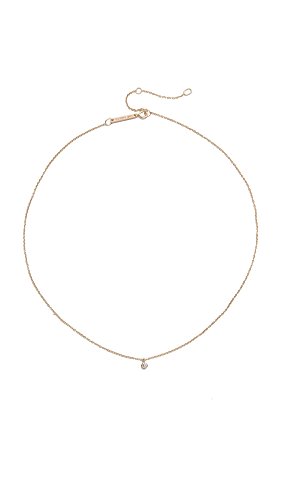 Zoe Chicco Women's 14k Gold One Diamond Chain Choker Necklace, Gold/Clear, One Size