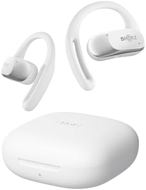 SHOKZ OpenFit Air Open-Ear-Kopfhörer mit Air-Ohrbügel, 8,7g leicht, Weiß | True Wireless Kopfhörer, 28 Std. Akku, IP54, Schnellladung, Mikrofon, mit Tragetasche, Training und Allta