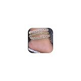 Jacruces Gold Silver Ankle Bracelets for Women Cuban Link Anklets Plus Size Ankle Bracelet Layered Link Anklet Set Rhinestone Diamond Bling Anklets Gold Silver Jewelry for Women Gift Set