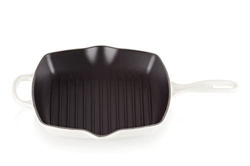 Le Creuset en fonte Signature Square Skillet Grill, 10 1/4, Blanc