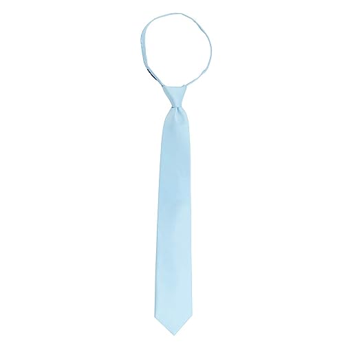 Image of boxed-gifts Umo Lorenzo Mens Zipper Ties Solid Color Pre Tied Polyester Neckties for Men and Women