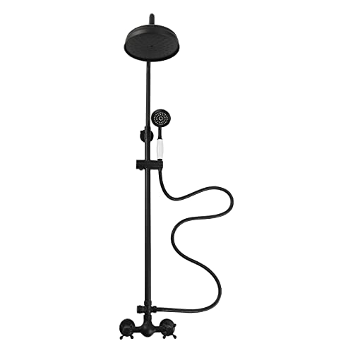 NeNchengLi Juego de ducha retro con sistema de ducha efecto lluvia, diseño antiguo, color negro