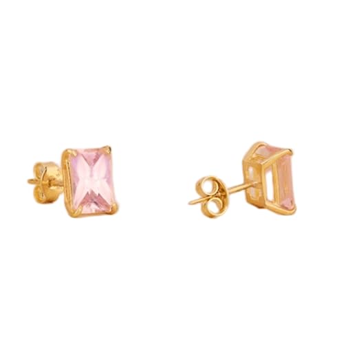Boucles d'oreilles tourmaline rose naturelle argent 925 plaqué or femme