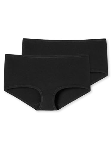 Schiesser Damen 2 Pack Panty Shorts Bio Baumwolle - 95/5 Organic Unterwäsche, Schwarz_174386, 42 EU