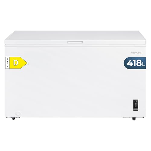 Cecotec Congélateur Coffre 418L Bolero CoolMarket Chest 418P White E. Panier, Contrôle Électronique LED, Roues, UltraContact D-Cool, Double Fonction, Porte ZeroG (80º-30º) et Congélation Rapide