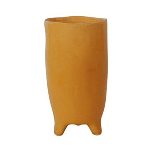 INNA-Glas Jarrón de cerámica Catia con pies, Naranja-marrón, 20cm, Ø11cm - Jarrón Decorativo