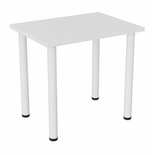 PLATAN ROOM Boston - Tavolo da pranzo, 80 x 60 cm, 100 x 60 cm, tavolo da pranzo, tavolo da cucina, tavolo da ufficio, piccolo tavolo per computer, in rovere artisano, bianco (bianco con gambe
