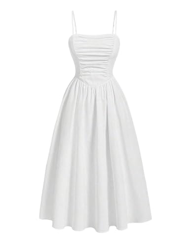 SweatyRocks Girl's Ruched Sleeveless Midi Dress High Waisted A Line Cami Dress