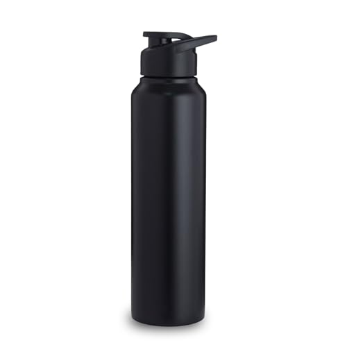 Image of Steel Sip - 1L Single Wall Stainless Steel Water Bottle | Wide Mouth, Leak-Proof, BPA-Free Cap | Fridge-Safe | Ideal for Office, Gym, Outdoor & Travel Use (BLACK)