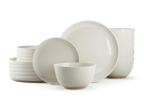 Image of 18 Piece Dinnerware Set Porcelain Round Dinner Set for 6-White