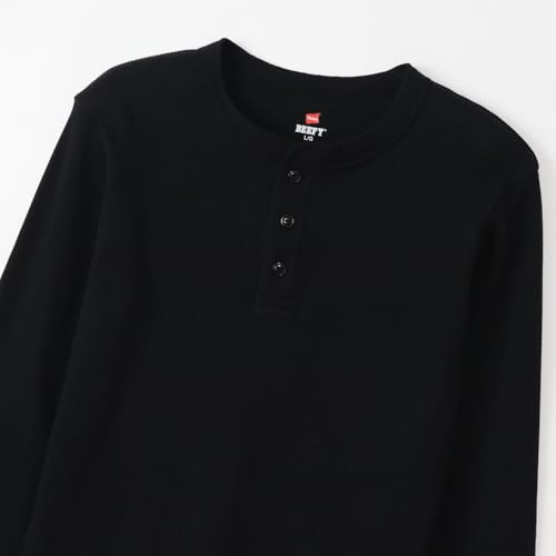 Hanes 長袖シャツ サーマル 防寒 あたたかい 長袖 無地 ワッフル BEEFY サーマルヘンリーネックロングスリーブHM4-S104 の商品画像 2