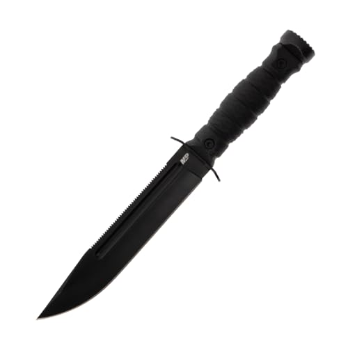 Smith & Wesson M&P Special Ops High Carbon S.S. Full Tang Fixed Blade Survival Knife with Clip Point, Rubberized Handle, Sawback and Pommel for Outdoor and Tactical