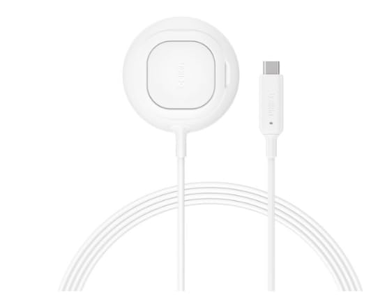 Image of Belkin MagSafe Qi2.2 25W Wireless Charger, Fast Wireless Charging Pad with Kickstand - White | Qi2 25W fast charging with ChillBoost cooling, 2m cable, kickstand, built-in finger loop, 85% recycled plastic housing