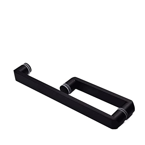 JINGYAN Juegos de manijas de puerta Manija de acero inoxidable 304, manija puerta vidrio tubo cuadrado negro, corredera para baño y ducha