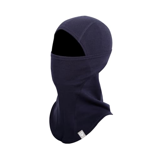 100% Merino Wool Balaclava Winter Warm Ski Mask for Men Women Cold Weather Gear (US Alpha One Size Dark Sea Blue)