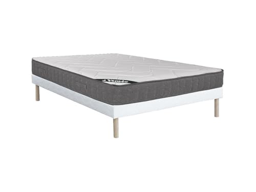 Vente-unique-Conjunto de somier + colchón de muelles ensacados de 140 x 190 cm con Acolchado de Memoria BABYLONE de YSMÉE