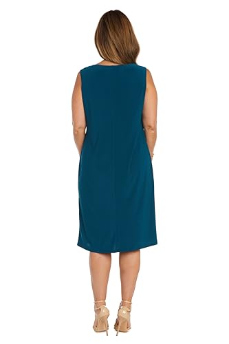 Image of R&M Richards Women's 2-Piece Knee Length Banded Hi-Lo Sequined Jacket Dress W /Detachable Necklace