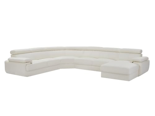 Vente-unique - Grand canapé d'angle Droit panoramique en Cuir Blanc ELEVANTO